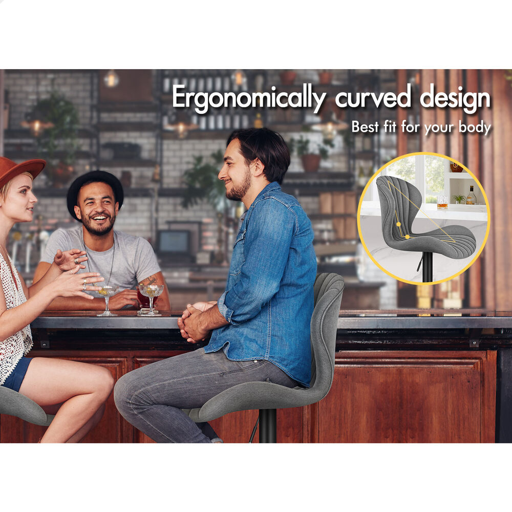 4x ALFORDSON Bar Stools Stella Fabric Grey