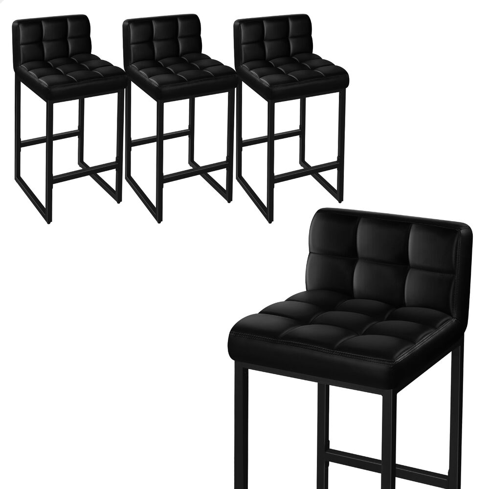 ALFORDSON 4x Bar Stools 65cm Kitchen Counter Metal Leather Dining Chairs Black