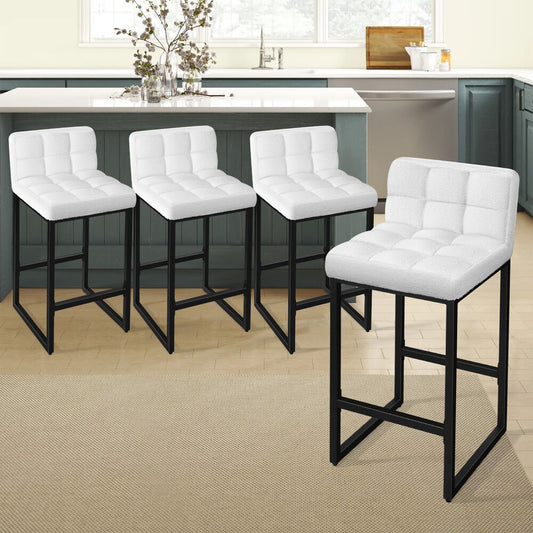 ALFORDSON 4x Bar Stools 65cm Kitchen Counter Metal Boucle Dining Chairs White