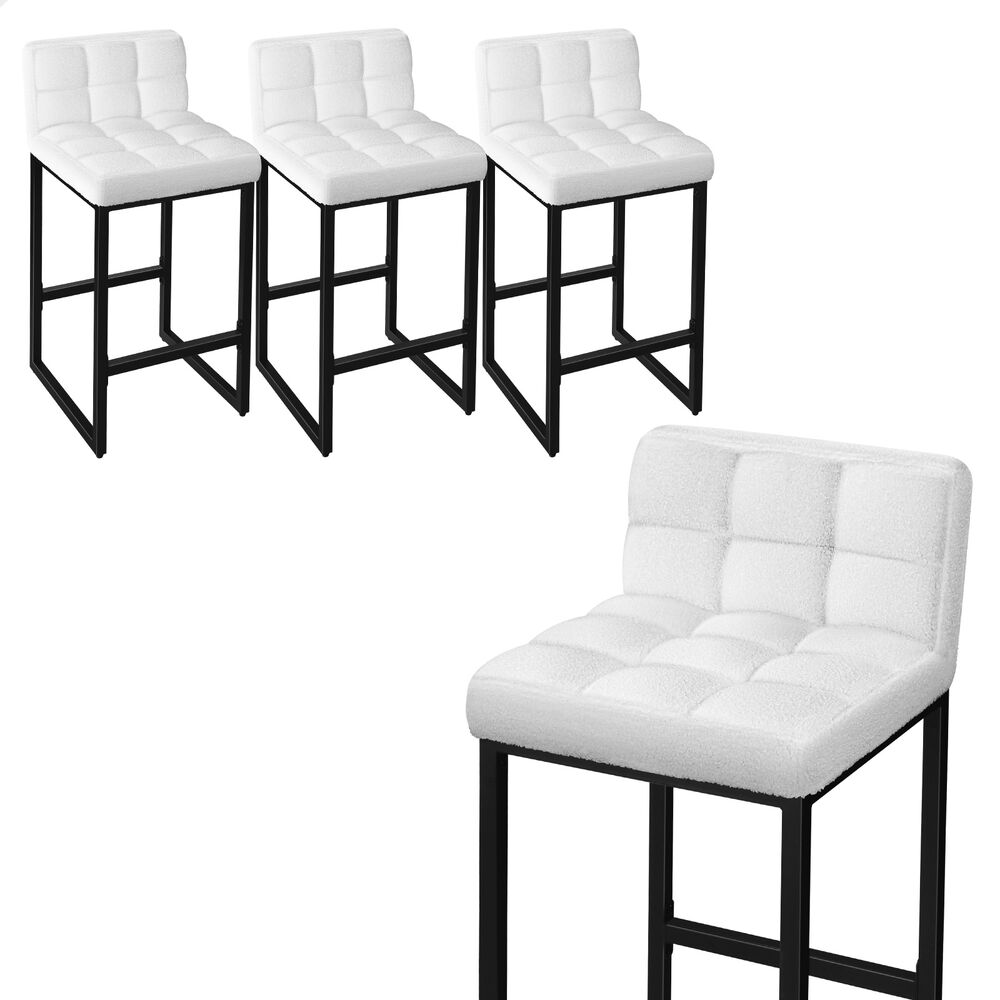ALFORDSON 4x Bar Stools 65cm Kitchen Counter Metal Boucle Dining Chairs White