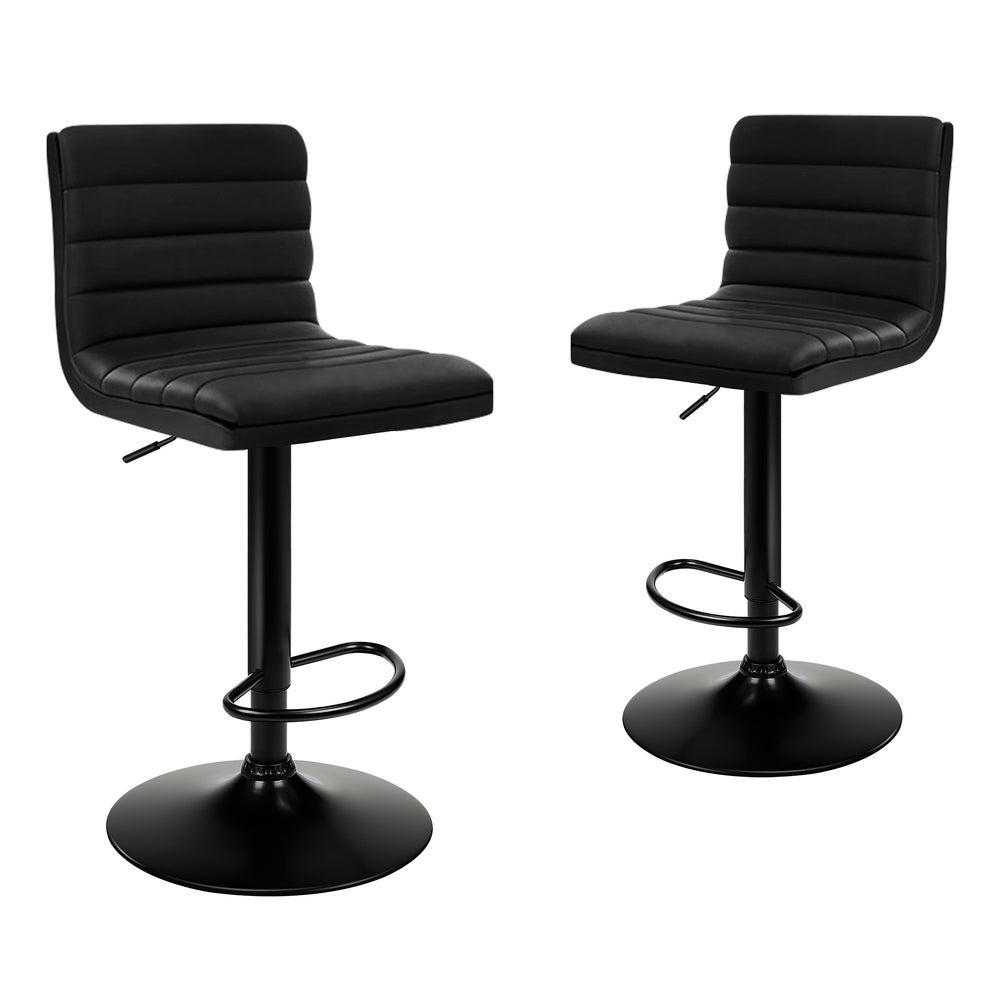 2x ALFORDSON Bar Stools Ruel Leather All Black