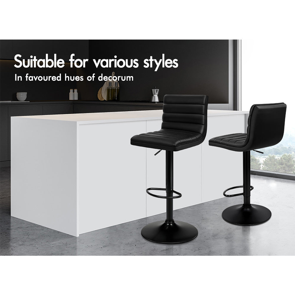 2x ALFORDSON Bar Stools Ruel Leather All Black