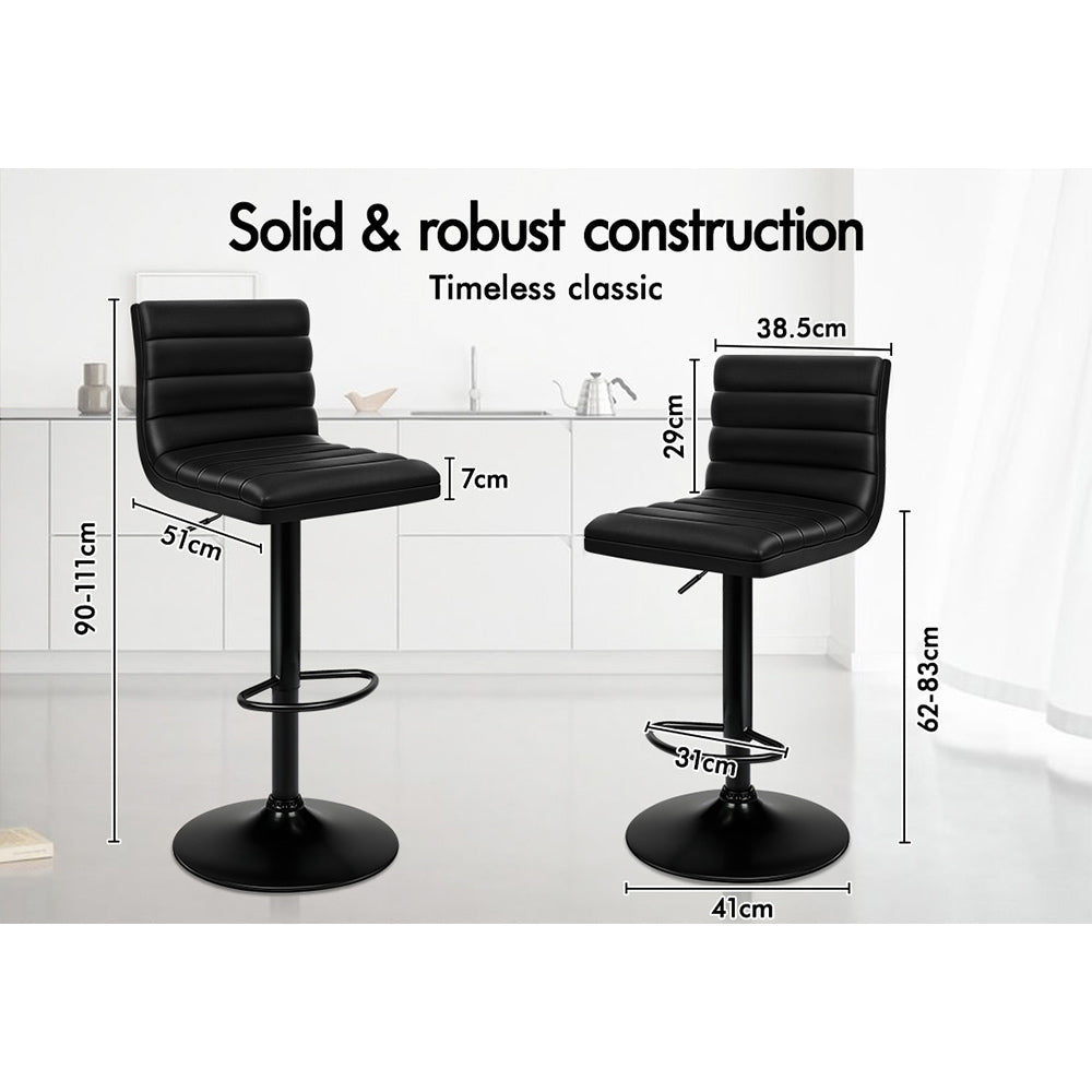2x ALFORDSON Bar Stools Ruel Leather All Black