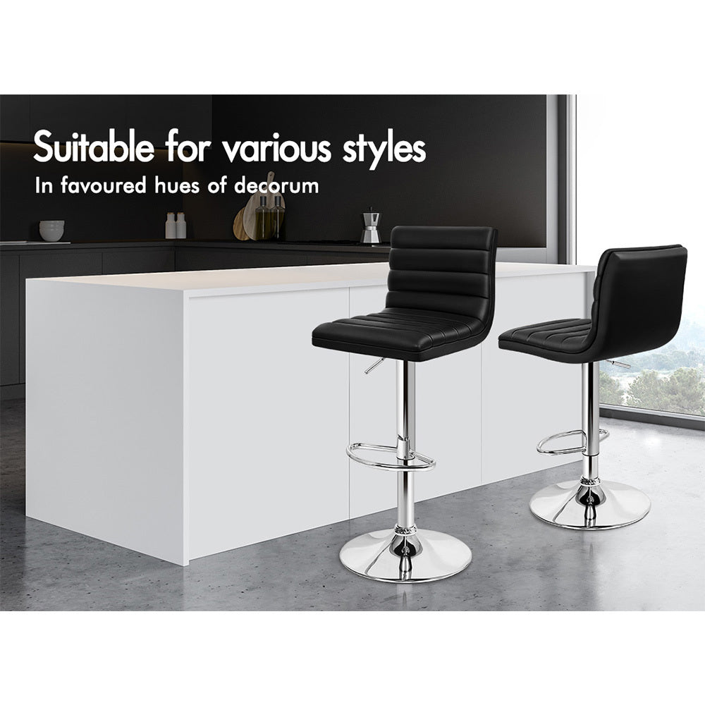 2x ALFORDSON Bar Stools Ruel Leather Black