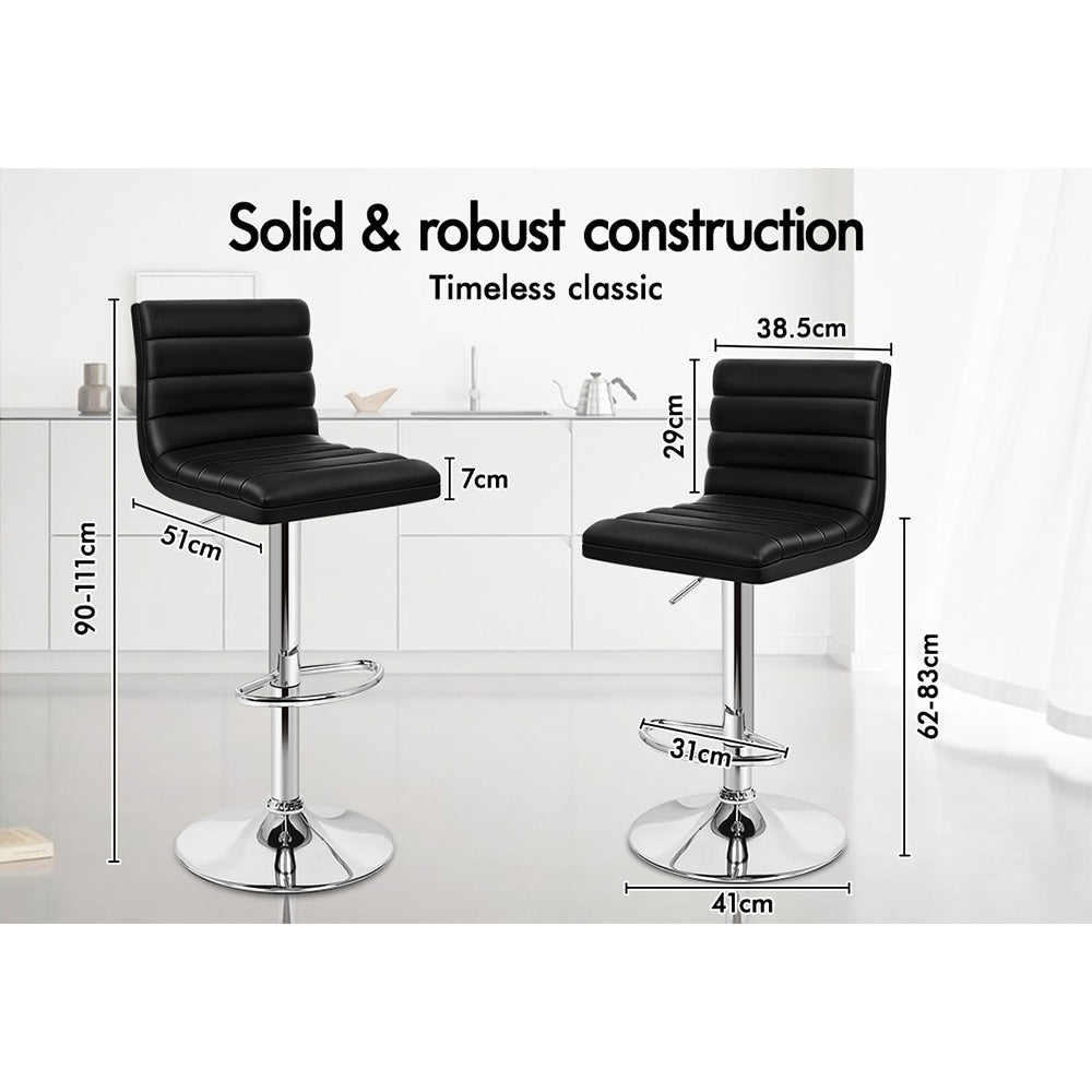 2x ALFORDSON Bar Stools Ruel Leather Black
