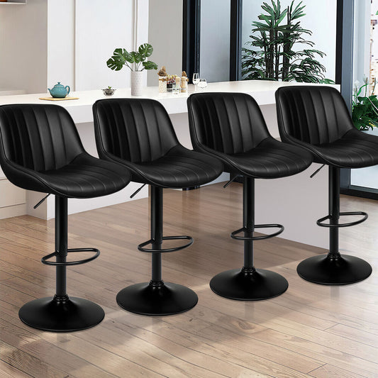 4x ALFORDSON Bar Stools Wendy Mid-back All Black