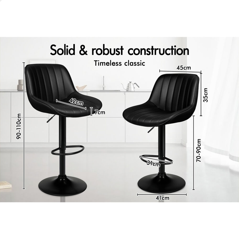 4x ALFORDSON Bar Stools Wendy Mid-back All Black