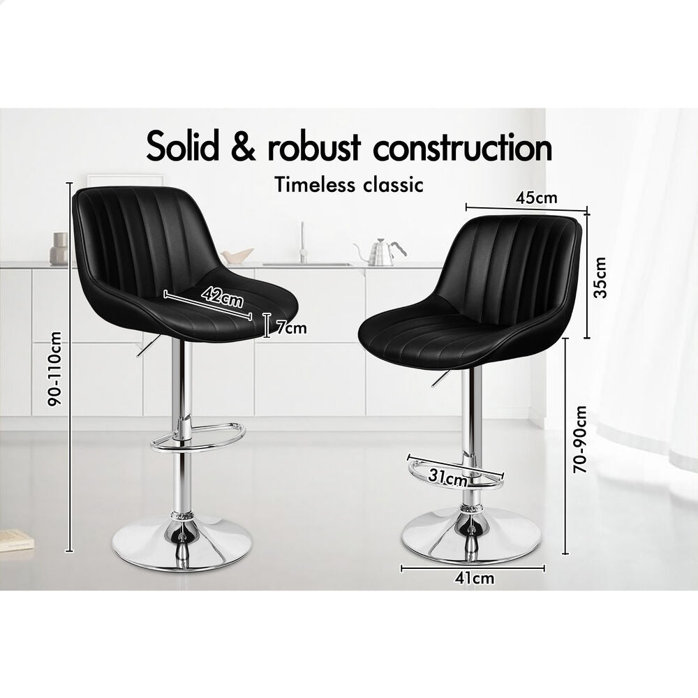 4x ALFORDSON Bar Stools Wendy Mid-back Black