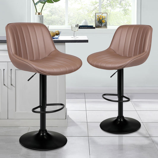 2x ALFORDSON Bar Stools Wendy Mid-back Brown