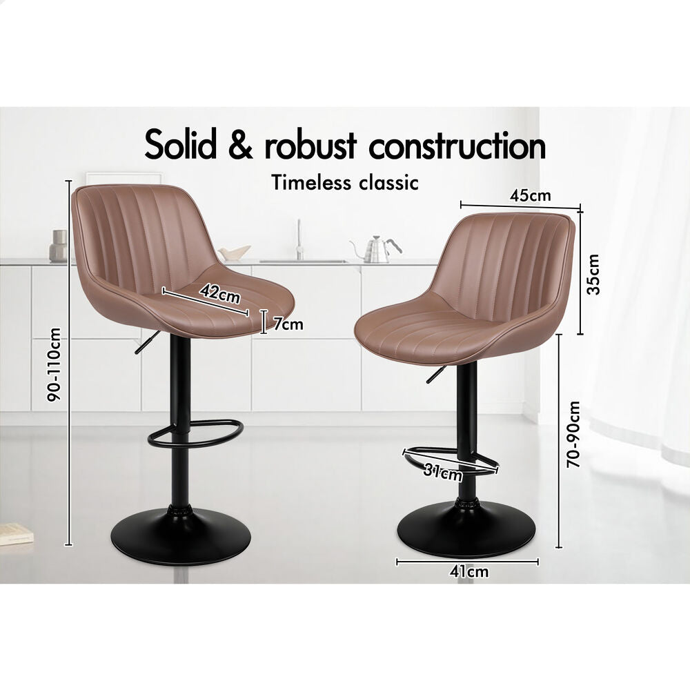 2x ALFORDSON Bar Stools Wendy Mid-back Brown
