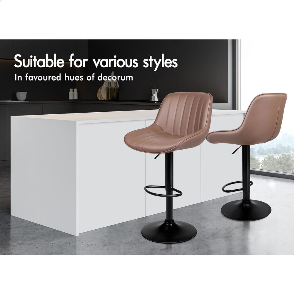 2x ALFORDSON Bar Stools Wendy Mid-back Brown