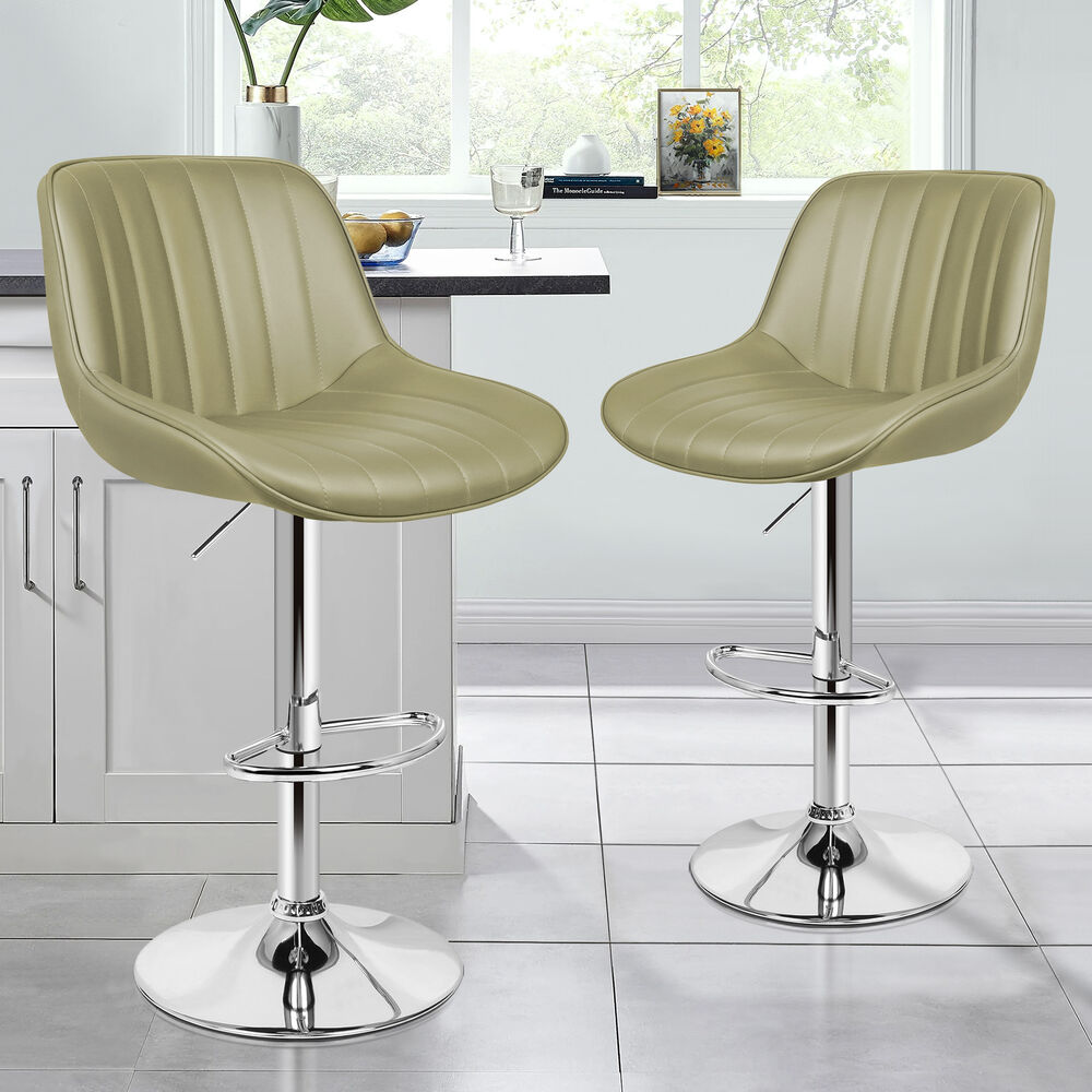 2x ALFORDSON Bar Stools Wendy Mid-back Green