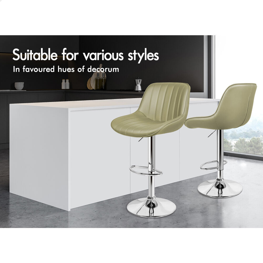 2x ALFORDSON Bar Stools Wendy Mid-back Green