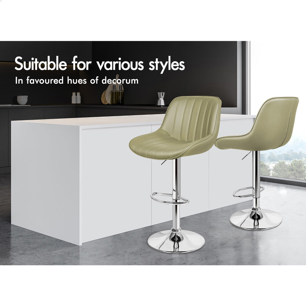 2x ALFORDSON Bar Stools Wendy Mid-back Green