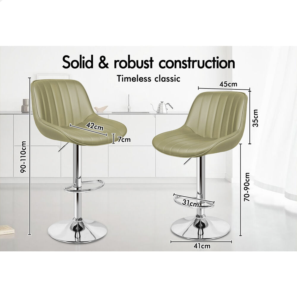 2x ALFORDSON Bar Stools Wendy Mid-back Green