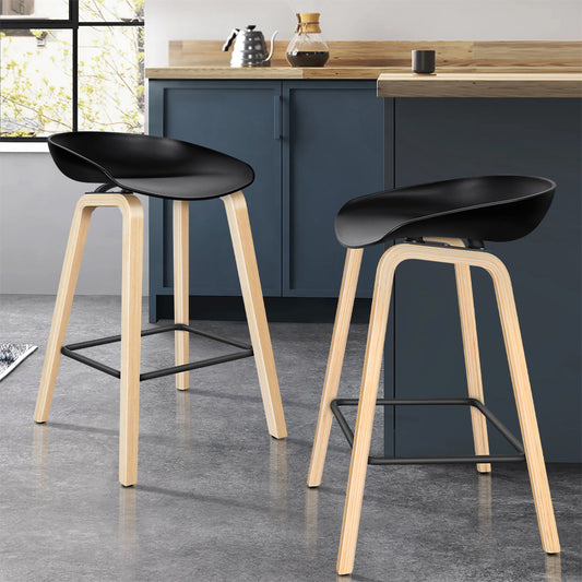2x ALFORDSON Bar Stools Wade Wooden Black