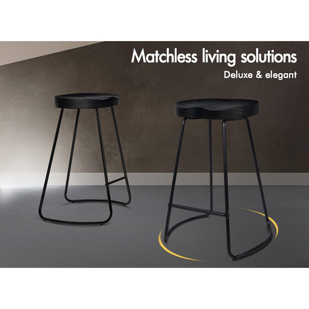 2x ALFORDSON Bar Stools 65cm Tractor Black