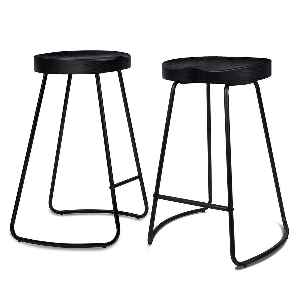 2x ALFORDSON Bar Stools 65cm Tractor Black