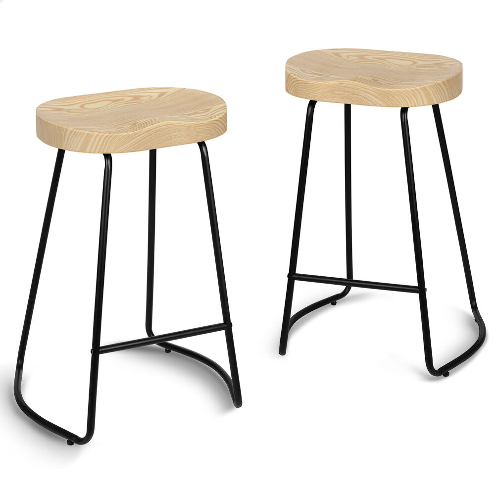 2x ALFORDSON Bar Stools 65cm Tractor Natural
