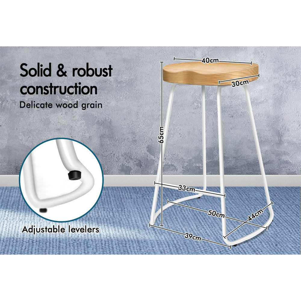 2x ALFORDSON Bar Stools Tractor Vintage 65cm White