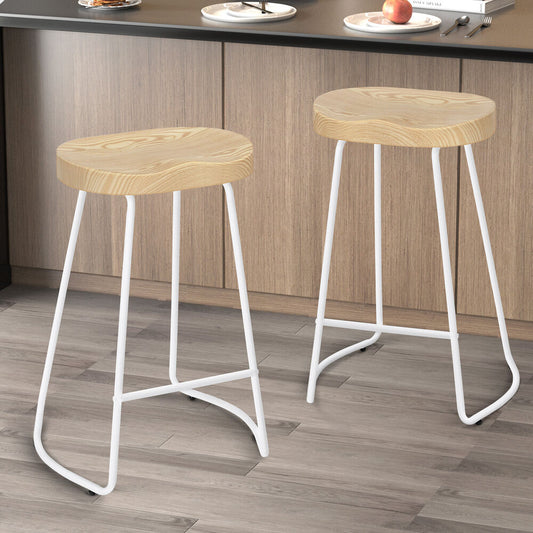 2x ALFORDSON Bar Stools Tractor Vintage 65cm White