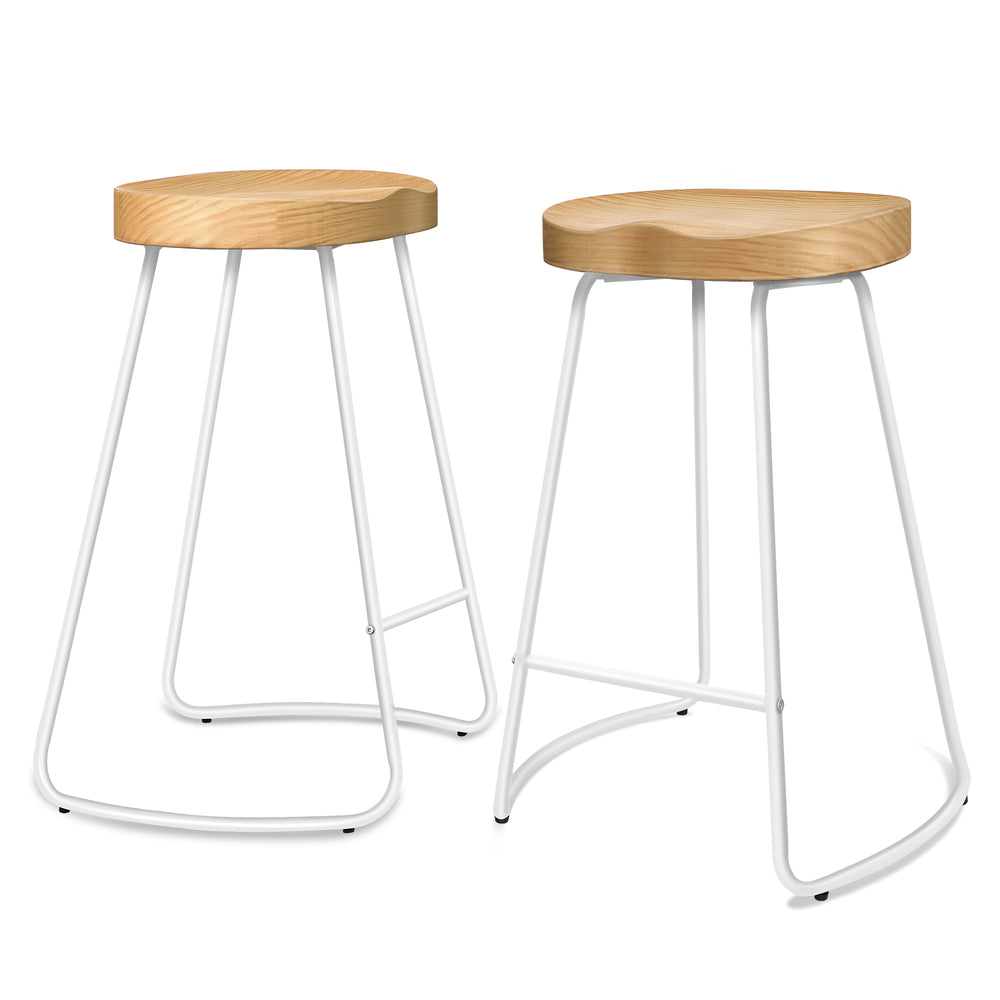 2x ALFORDSON Bar Stools Tractor Vintage 65cm White