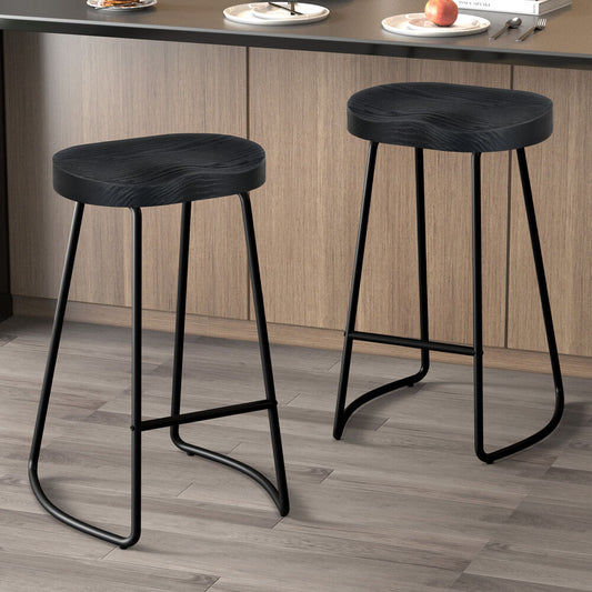 2x ALFORDSON Bar Stools Tractor Vintage 75cm Black