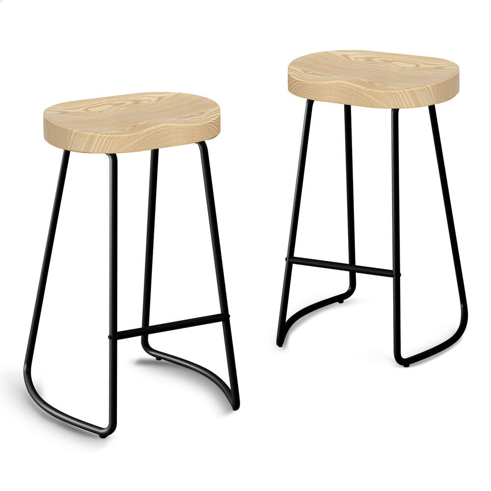 2x ALFORDSON Bar Stools Tractor Vintage 75cm Natural