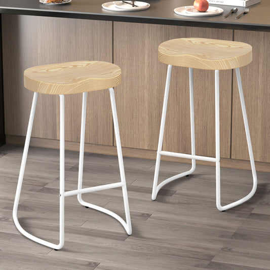 2x ALFORDSON Bar Stools Tractor Vintage 75cm White