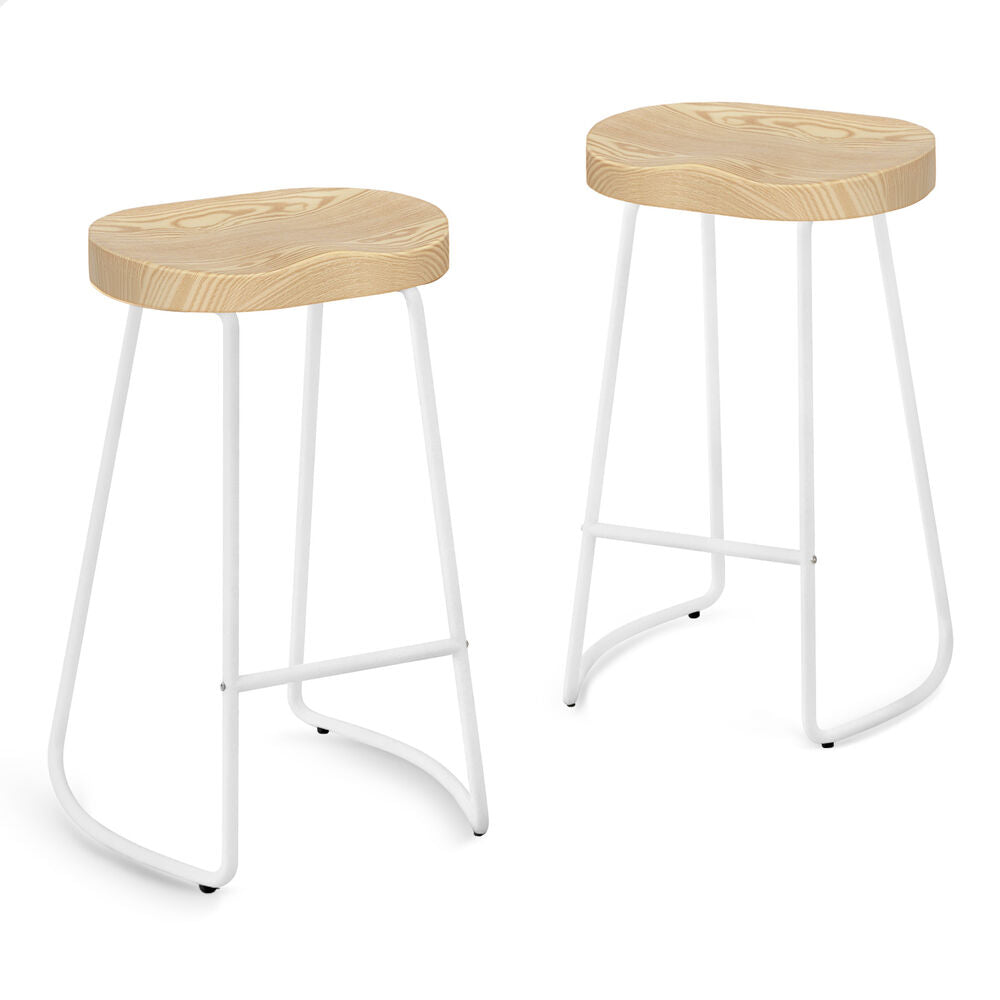 2x ALFORDSON Bar Stools Tractor Vintage 75cm White