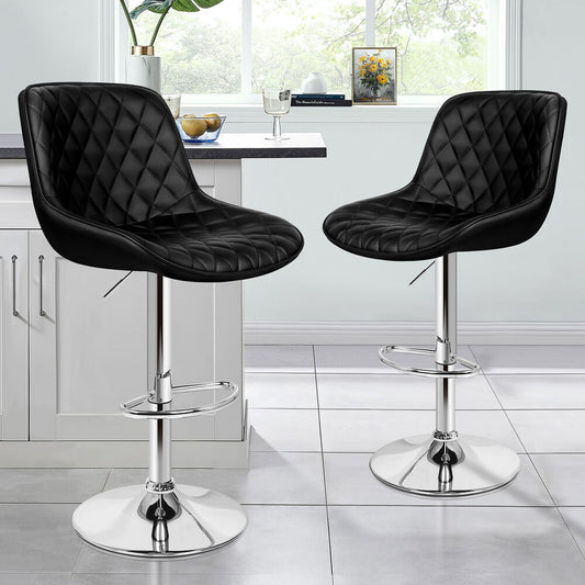 2x ALFORDSON Bar Stools Leather Stool Black