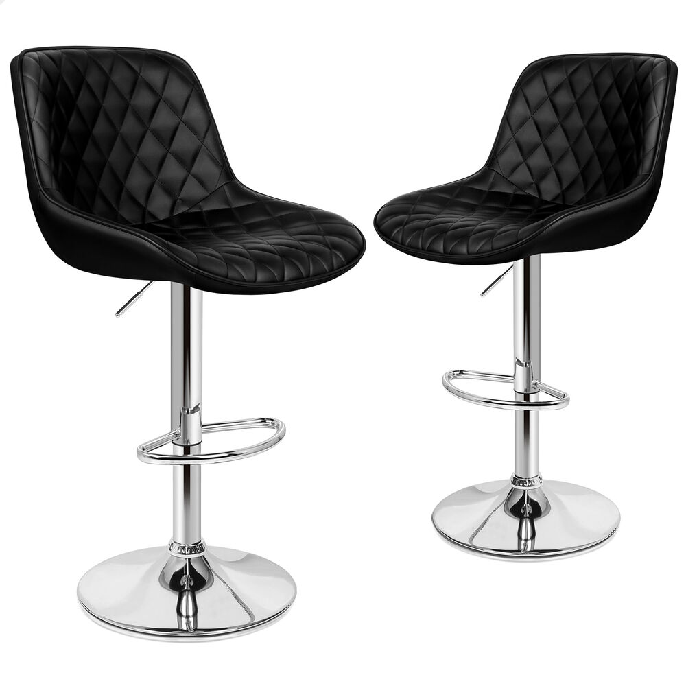 2x ALFORDSON Bar Stools Leather Stool Black