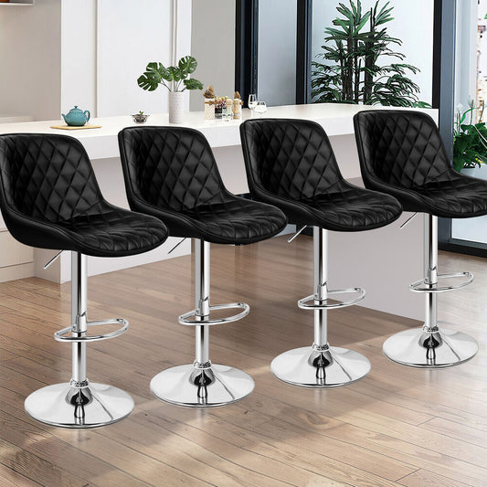 4x ALFORDSON Bar Stools Leather Stool Black