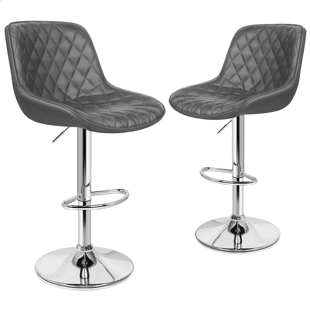 2x ALFORDSON Bar Stools Leather Stool Grey