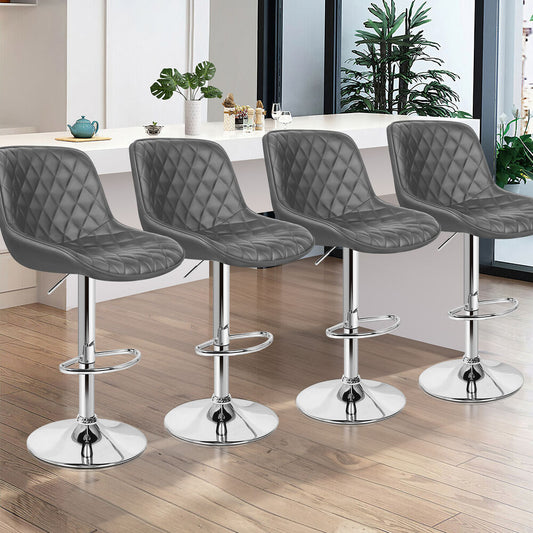 4x ALFORDSON Bar Stools Leather Stool Grey