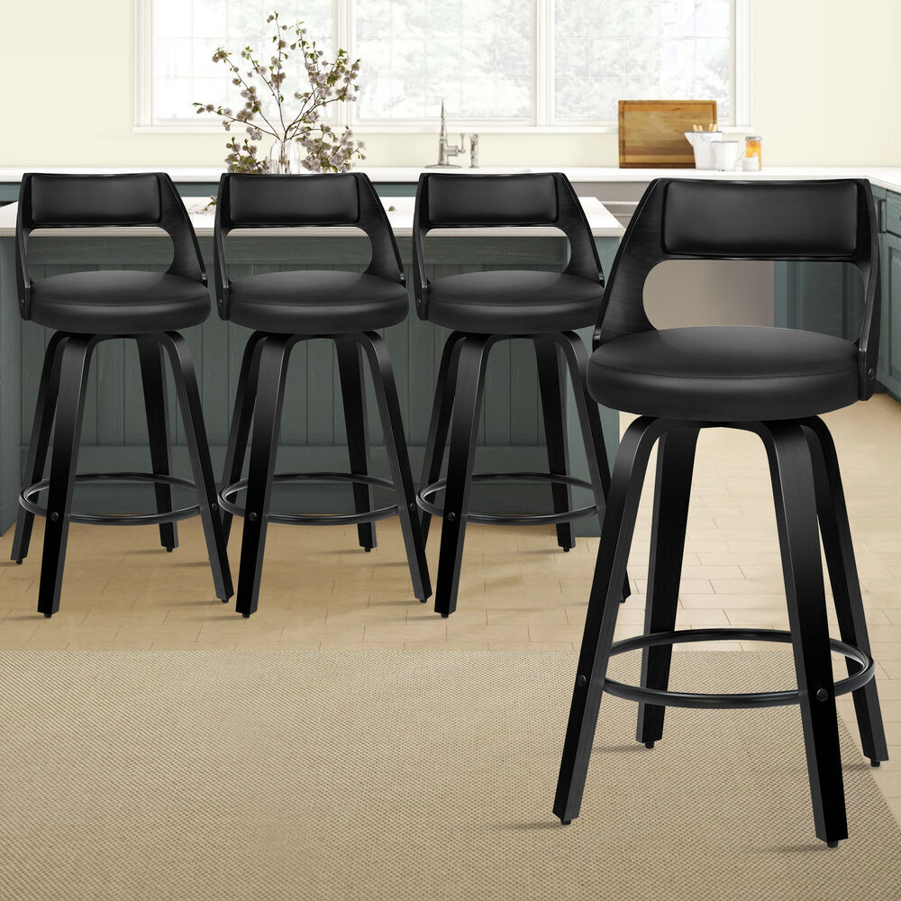 4x ALFORDSON Bar Stools Freddy All Black