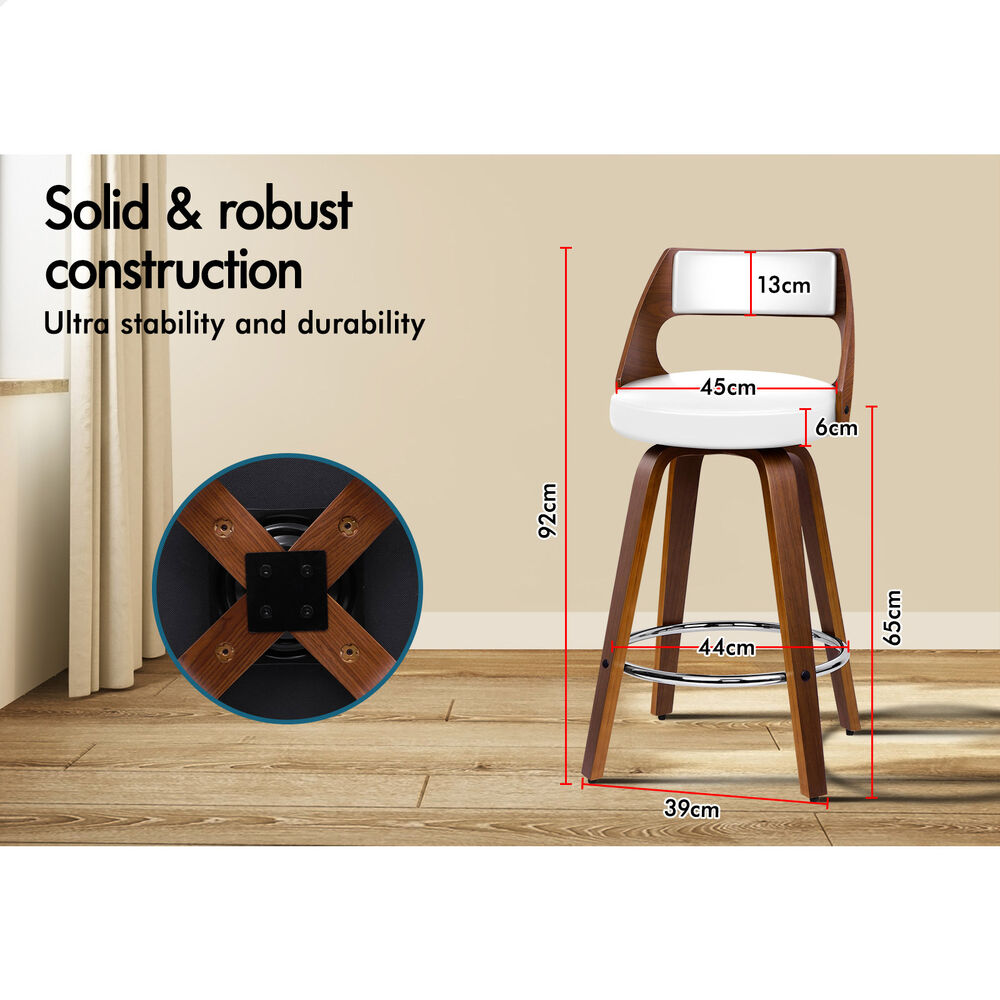 2x ALFORDSON Bar Stools Freddy White