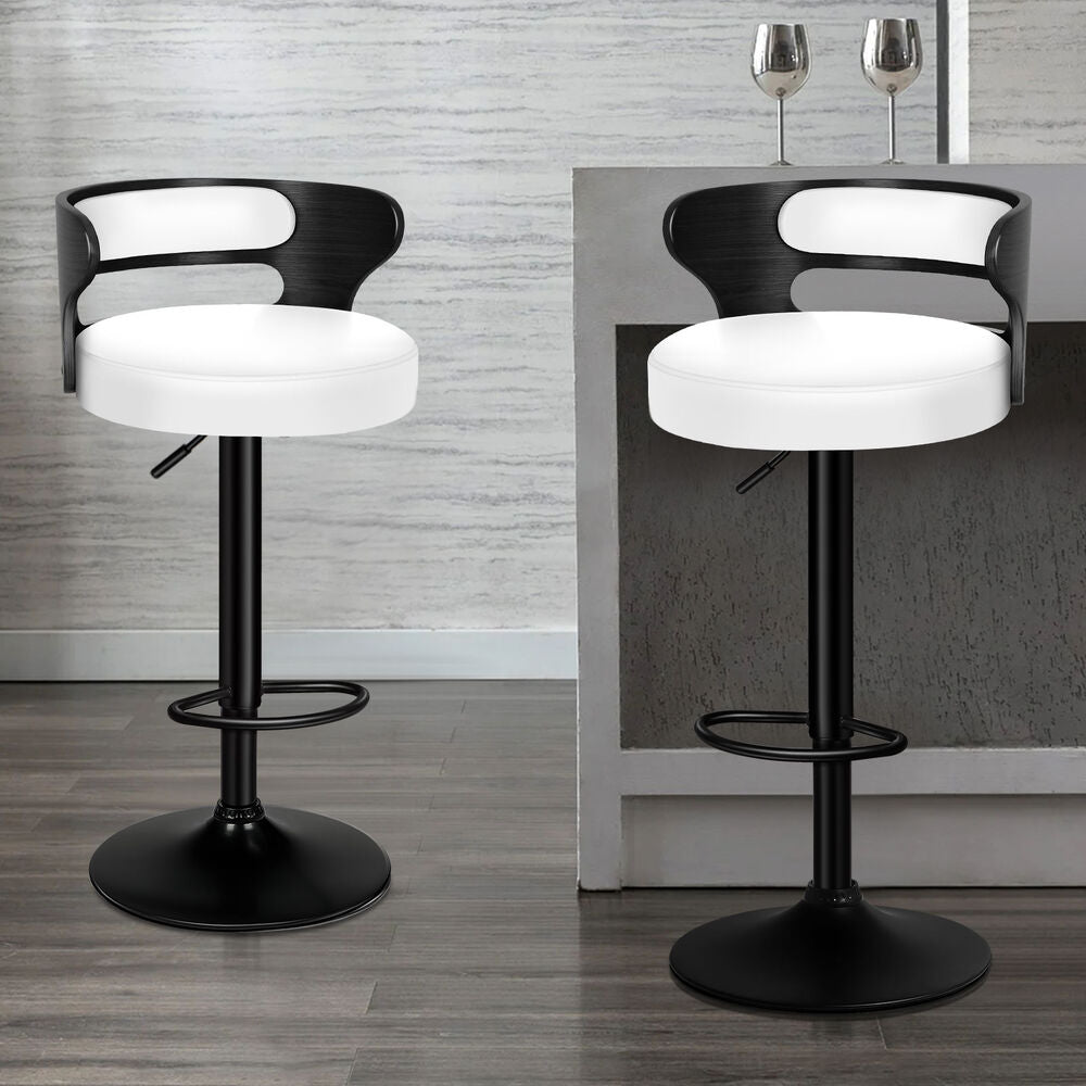 ALFORDSON 2x Bar Stools Reno Leather Black White