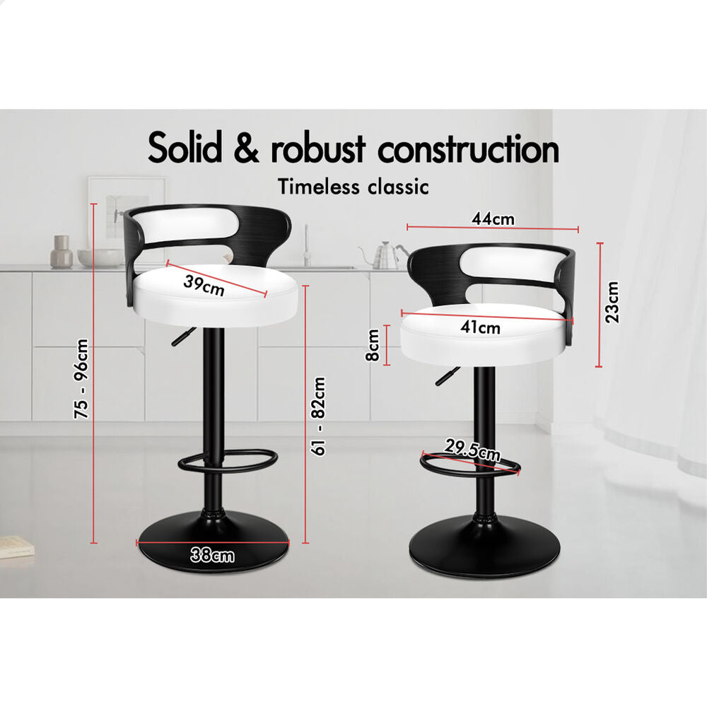 ALFORDSON 2x Bar Stools Reno Leather Black White