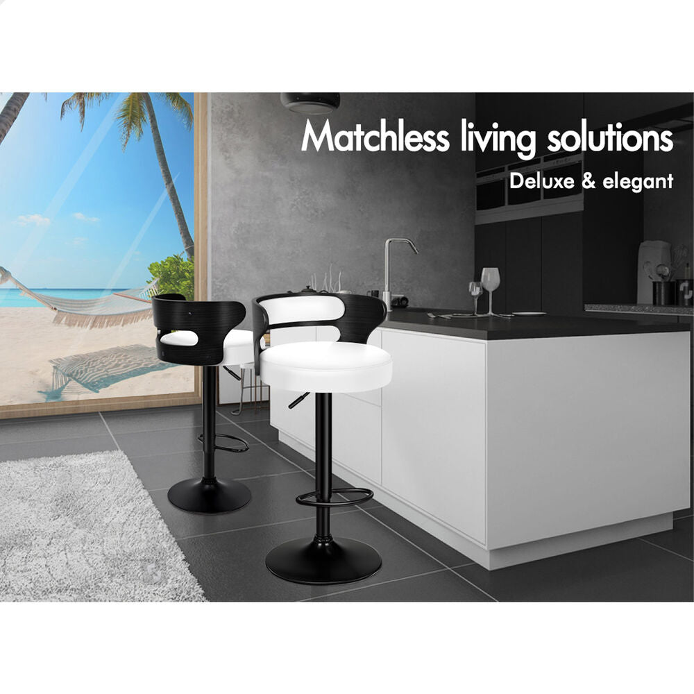 ALFORDSON 2x Bar Stools Reno Leather Black White