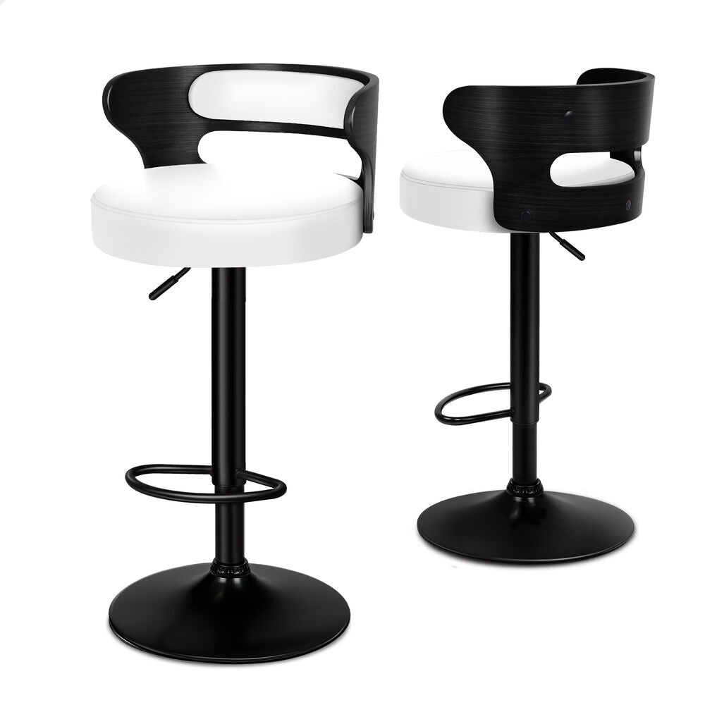 ALFORDSON 2x Bar Stools Reno Leather Black White