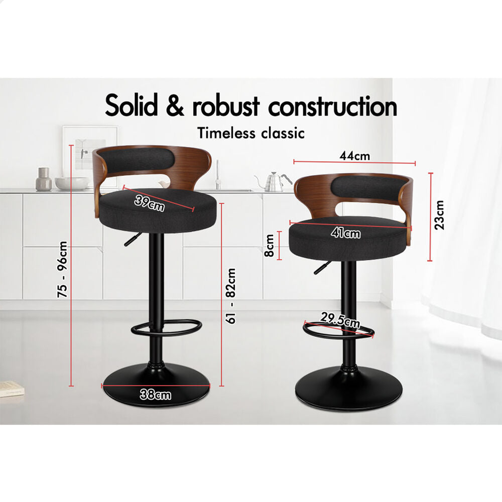 ALFORDSON 2x Bar Stools Reno Fabric Black