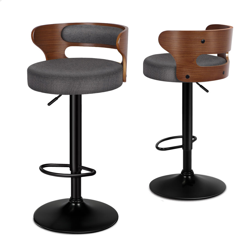 ALFORDSON 2x Bar Stools Reno Fabric Grey