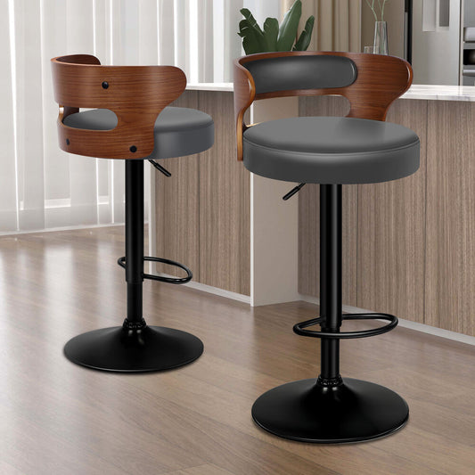 ALFORDSON 2x Bar Stool Kitchen Swivel Chair Wooden Leather Gas Lift Ramiro