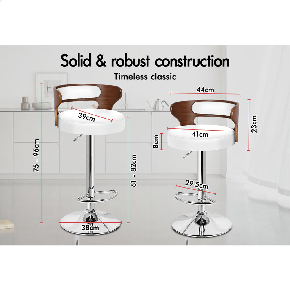 ALFORDSON 2x Bar Stools Reno Leather White