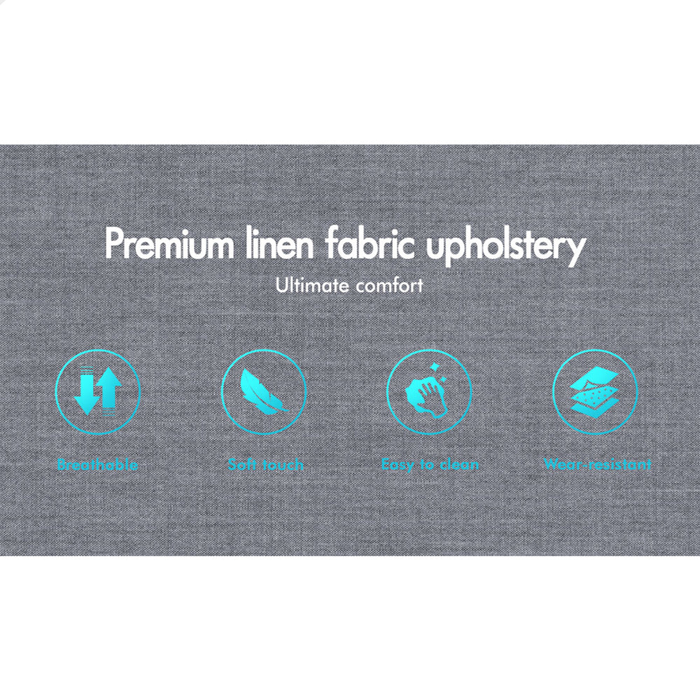 ALFORDSON Bed Frame Double Size Mattress Base Foundation Grey Fabric BASEL