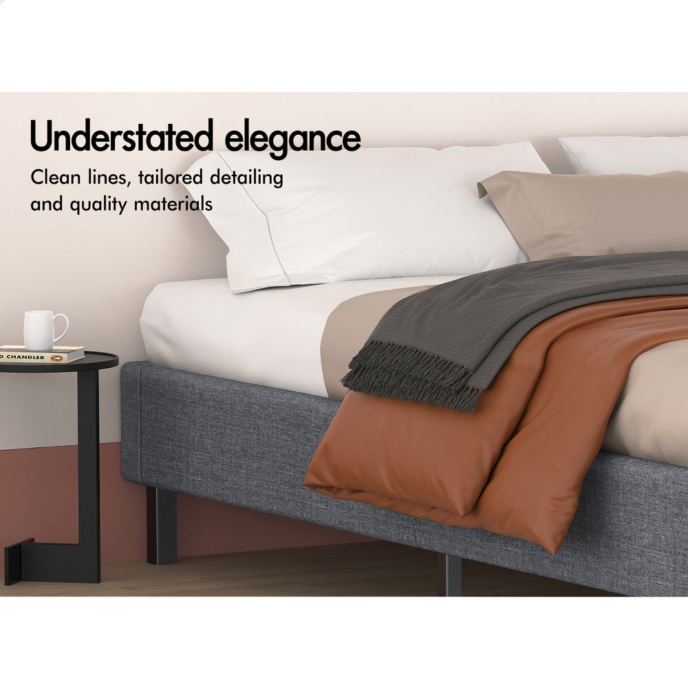 ALFORDSON Bed Frame Double Size Mattress Base Foundation Grey Fabric BASEL
