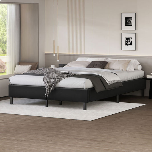 ALFORDSON Bed Frame King Size Mattress Base Foundation Black Leather BASEL