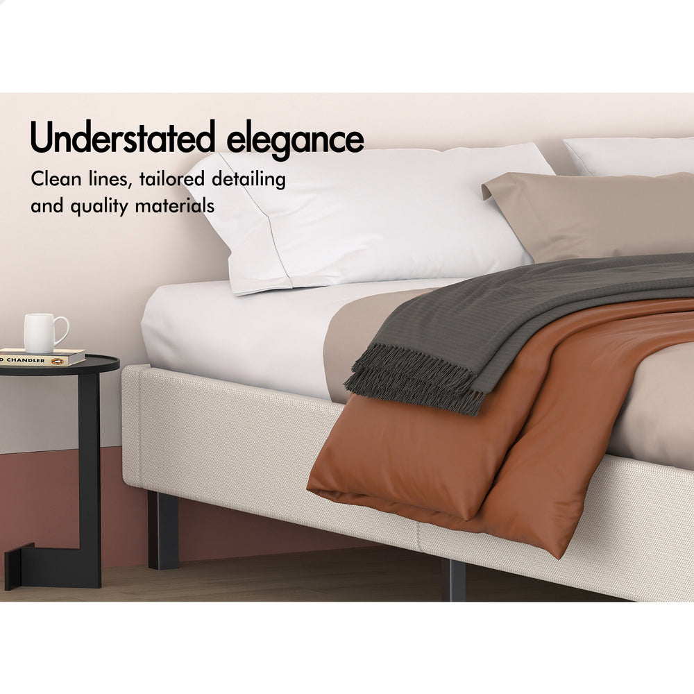 ALFORDSON Bed Frame King Size Mattress Base Foundation Beige Fabric BASEL