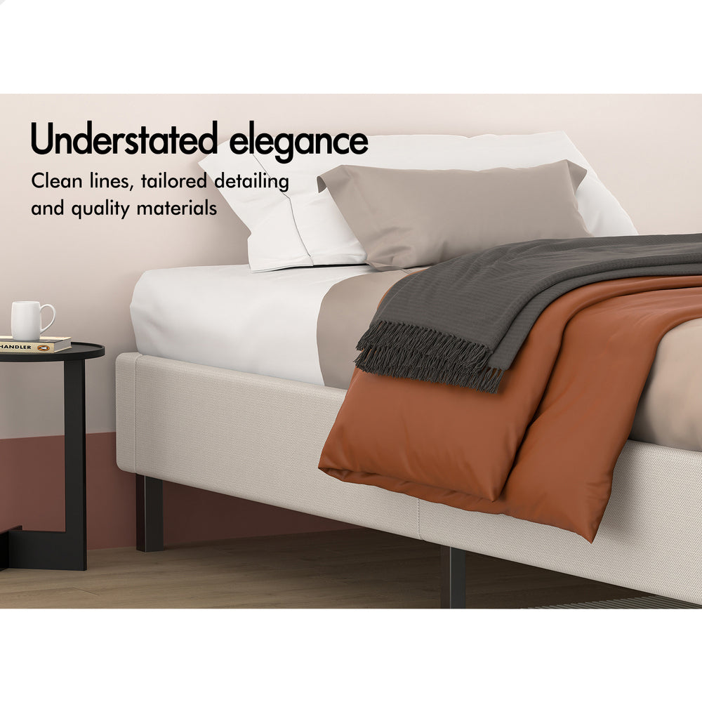 ALFORDSON Bed Frame King Single Mattress Base Foundation Beige Fabric BASEL